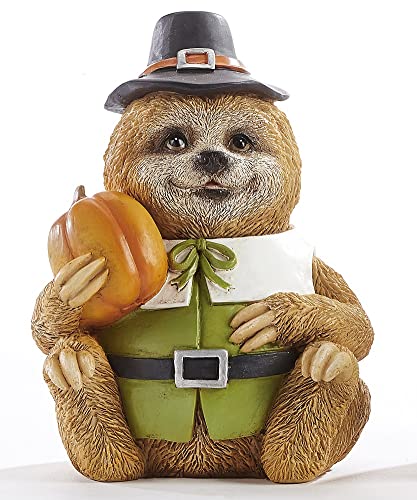 Giftcraft 582267 Pilgrim Sloth Figurine, 5 inch, Calcium Carbonate and Poly Resin