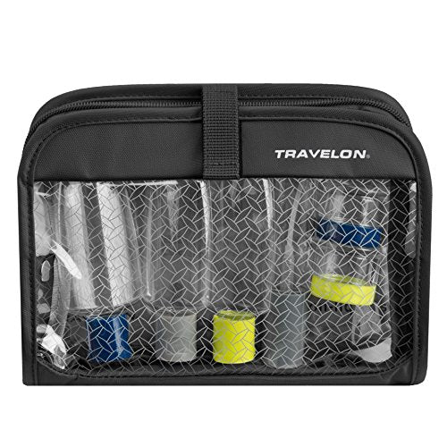 Travelon Wet Dry 1 Quart Bag with Plastic Bottles, Black, One Size