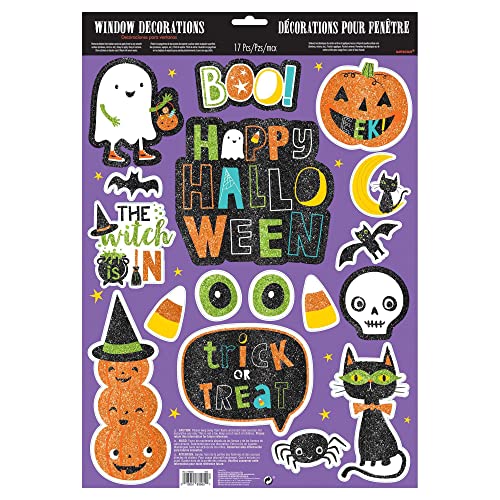 Amscan Hallo-ween Friends Glitter Window Decorations | 17 Pcs