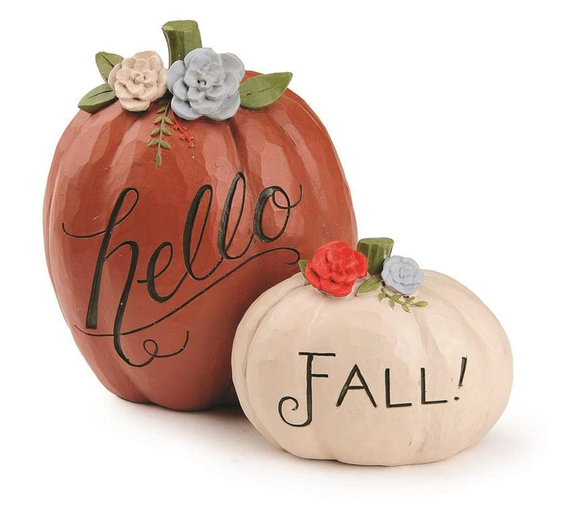 Blossom Bucket 226-13472 Hello Fall Pumpkin Figurine, 5.25-inch Length