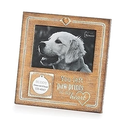 Roman 12127 Pet Tag Memorial Frame, 7.75-inch Height, Resin, Holds 4 x 6-inch Photo