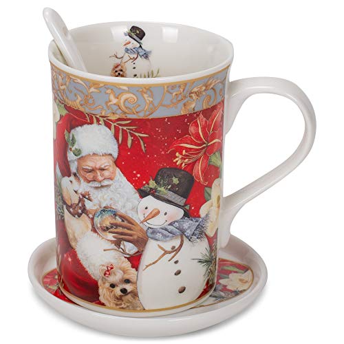 Delton Products 8155-3 Mug-Coaster-Spoon Set, Santa