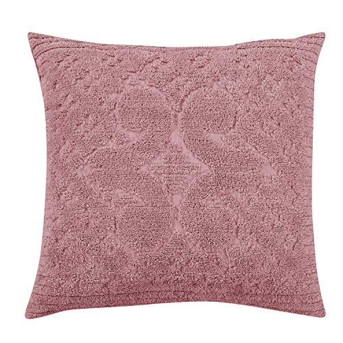 Better Trends Ashton Collection is Super Soft and Light Weight in Medallion Design 100 Pecent Cotton Tufted Unique Luxurious Machine Washable Tumble Dry, Euro Sham, Pink