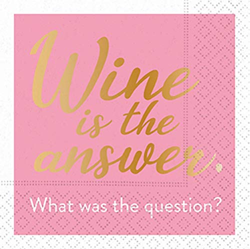 Design Design 624-10056 Wine is the Answer Beverage Napkin, Multicolor