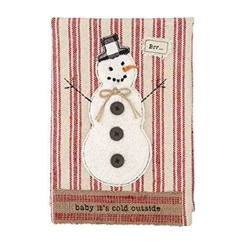 Mud Pie Snowman Webbing Hand Towel, 21-inch