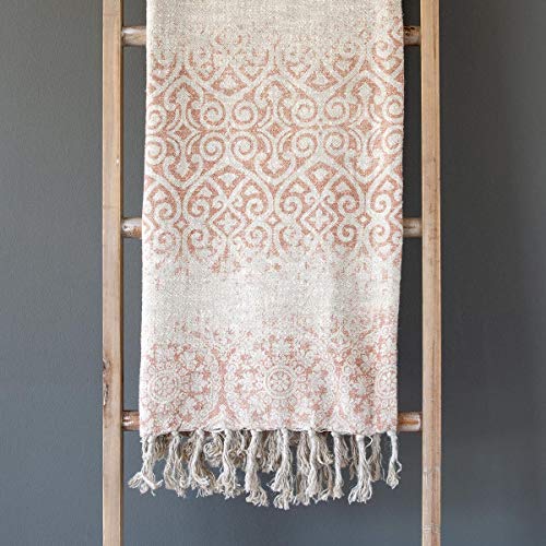 Park Hill Collection Printed Linen Throw Blanket (Faded Coral)