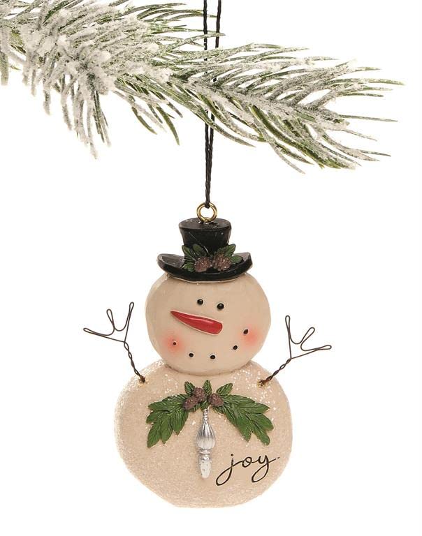 Blossom Bucket 228-52071 Joy Christmas Snowman Hanging Ornament, 3.25-inch Height