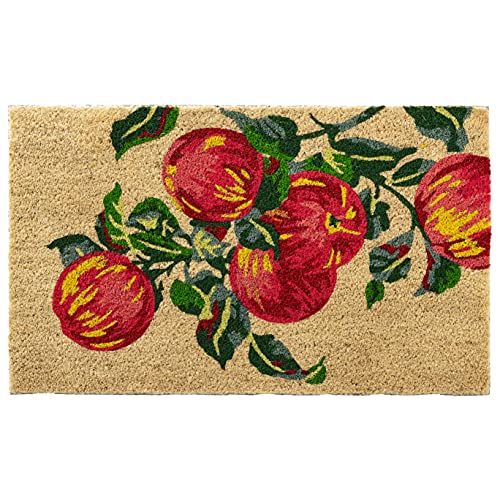 Larry Traverso Apples 100% Coir Doormat, 18 x 30 inches, Naturally Durable, PVC-Backing, Sustainable