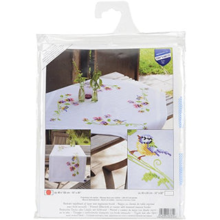 Vervaco Little Birds and Pansies Table Runner Stamped Embroidery Kit, 16" by 40"