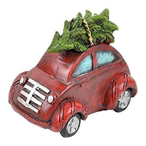 Midwest Design Touch of Nature 50309 (Toudl) The Garden Collection Resin 2.75" Red Car with Christmas Tree, 1Pc
