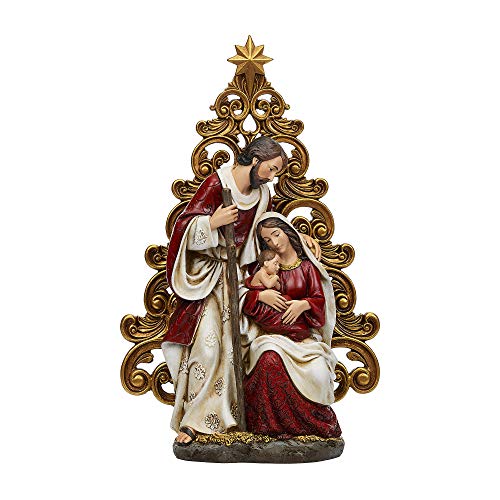 Joseph's Studio by Roman - Holy Family with Gold Filigree Tree Figure, 12.25" H, Resin and Stone, Decorative, Collection, Durable, Long Lasting