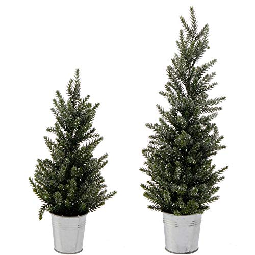 RAZ Imports Pinecone Lodge 17" Glittered Tree in Bucket, Set of 2