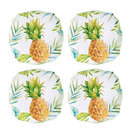 Supreme Housewares UPware 4-Piece Pineapple Melamine 6.75 Inch Serving Plates/Appetizer Plates/Dessert Plates