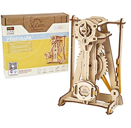 Ukidz UGEARS STEM Pendulum Model Kit - Creative Wooden Model Kits for Adults, Teens and Children - DIY Mechanical Science Kit for Self Assembly - Unique Educational and Engineering 3D Puzzles with App