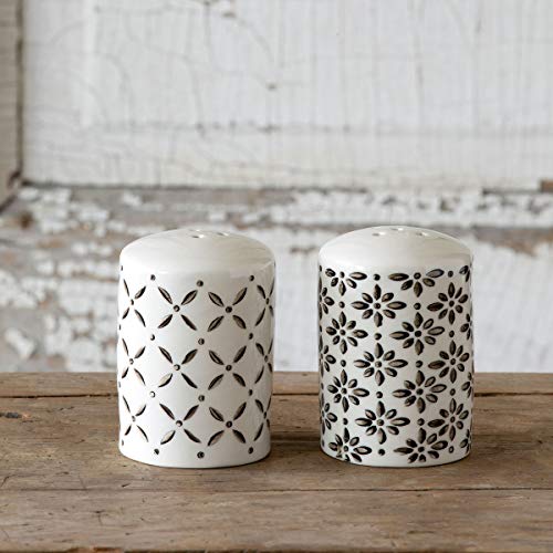 Park Hill Collection EAW00127 Norden Pattern Salt and Pepper Shakers, 3-inch Height, Multicolor, Ceramic