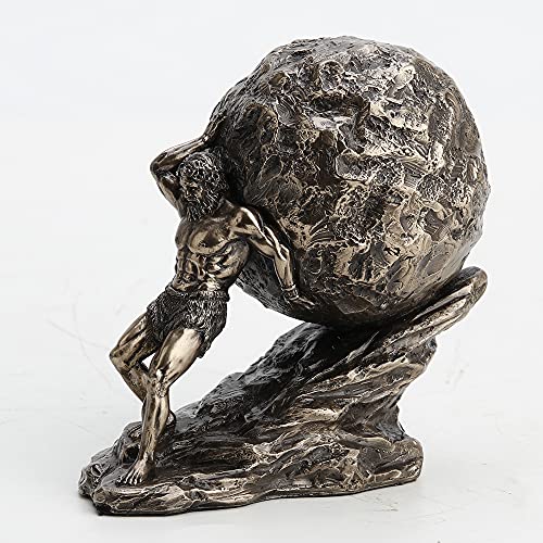 Unicorn Studio Veronese Design 4 3/8 Inch Tall Sisyphus Rolling The Boulder Cold Cast Bronzed Resin Greek Roman Sculpture Collectible Figurine