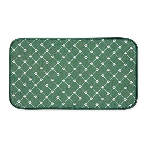 DII Design Bone Dry Machine Washable, Ultra Absorbent Pet Mat, 10x18, Hunter Green Trellis Print
