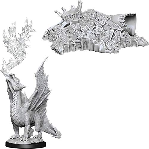 WizKids Store D&D Nolzurs Marvelous Upainted Miniatures: Wave 11: Gold Dragon Wyrmling & Small Treasure Pile (WK90028)