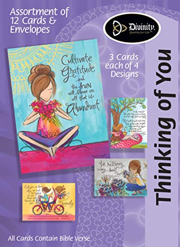 Divinity Boutique (22380N) Greeting Card Assortment: Girly Girls, Thinking of You 5 x 7 Inch, Set of 12 - 3 sets of each 4 designs