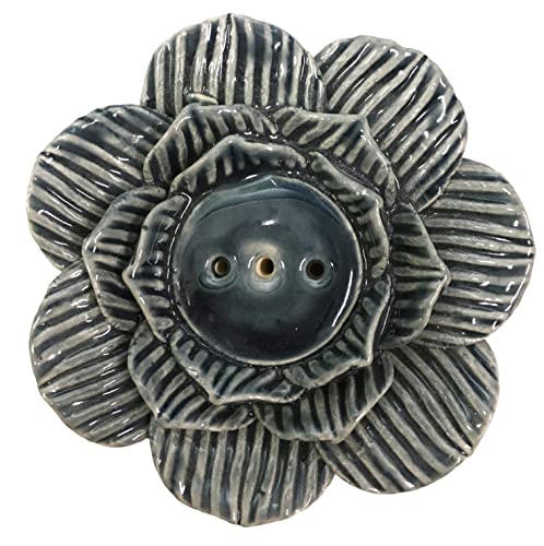 Aakriti Gallery Premium Wooden Handmade Incense Holder Incense Burner Aromatherapy Ornament Home Decor Meditation Yoga (Grey Lotus)