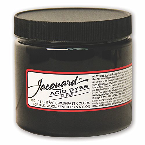 Jacquard Acid Dye for Wool, Silk and Other Protein Fibers, 8 Ounce Jar, Concentrated Powder, Scarlet 609