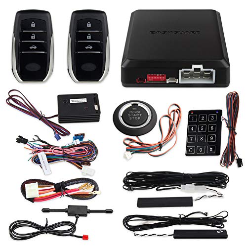 EASYGUARD EC002-T2-NS PKE Car Alarm System Proximity Sensor Lock Unlock Remote Engine Start Push Start Button Touch Password Entry Backup Vibration Alarm DC12V