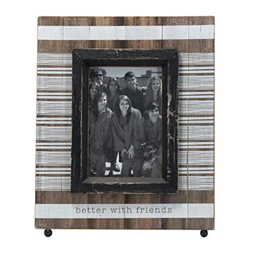 Foreside Home & Garden Multicolor Striped 4 x 6 Inch Better with Friends Wood Decorative Picture Frame