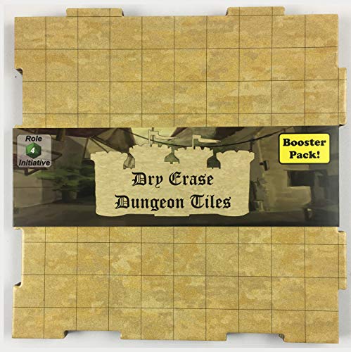 Role 4 Initiative Dry-Erase Dungeon Tiles, Earthtone, Booster Pack of Two 10" Tiles and Eight 5" Tiles