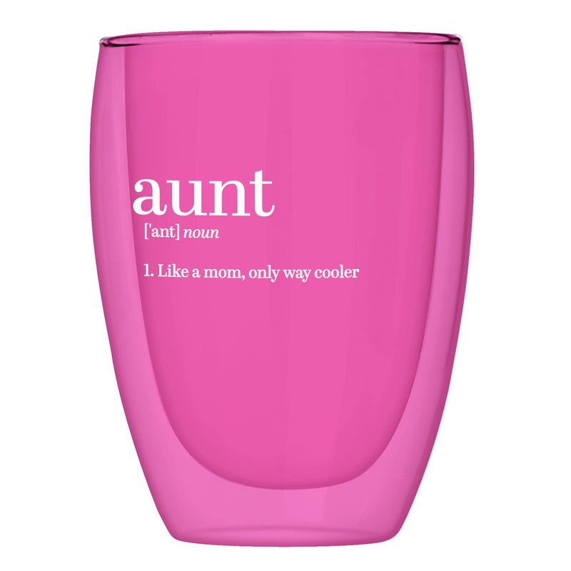 Slant Collections Double-Wall Stemless Wine Glass, 10-Ounce, Aunt