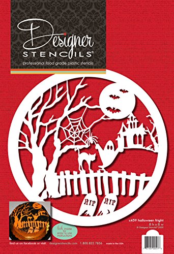 Designer Stencils Halloween Cake Fright Top Stencil, Beige/semi-transparent