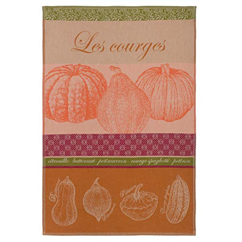 Coucke French Cotton Jacquard and Honeycomb Weave Towel, Courges (Squash), 20 by 30 Inches, Rust