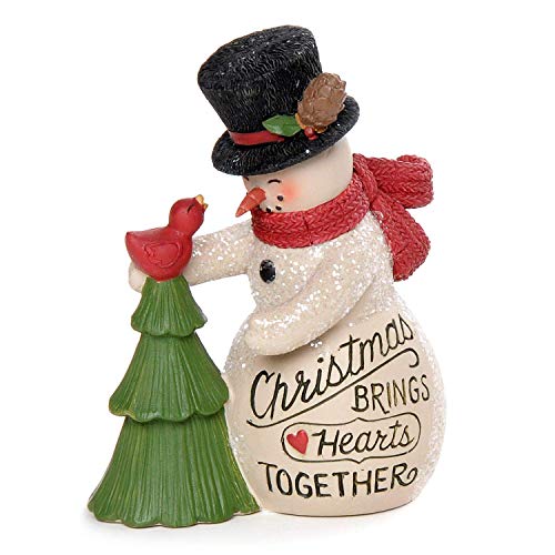 Blossom Bucket 218-13196 Christmas Brings Hearts Together Snowman with Tree Figurine