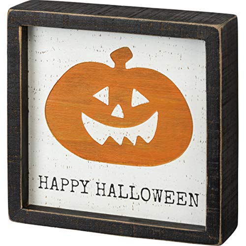 Primitives by Kathy Happy Halloween Box Sign Featuring Pumpkin