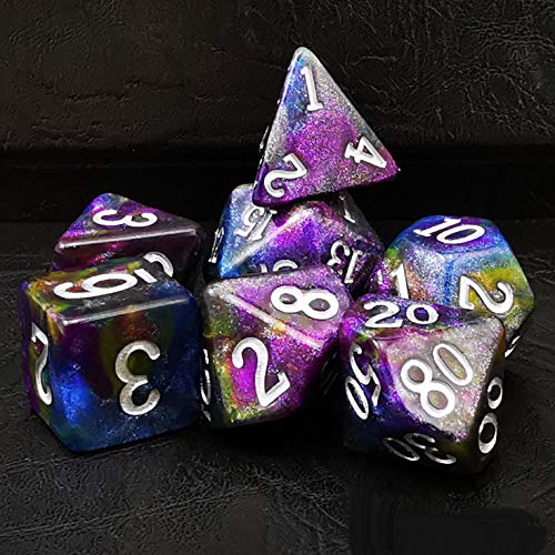 Bescon Dice Starry Night Dice Set Series, 7pcs Polyhedral RPG Dice Set Milky Way, Polybag Packing