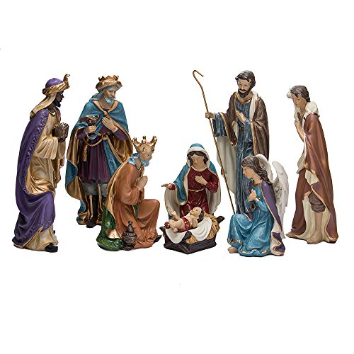 Kurt Adler Resin Nativity Figurine Set, 9-Inch, Set of 8