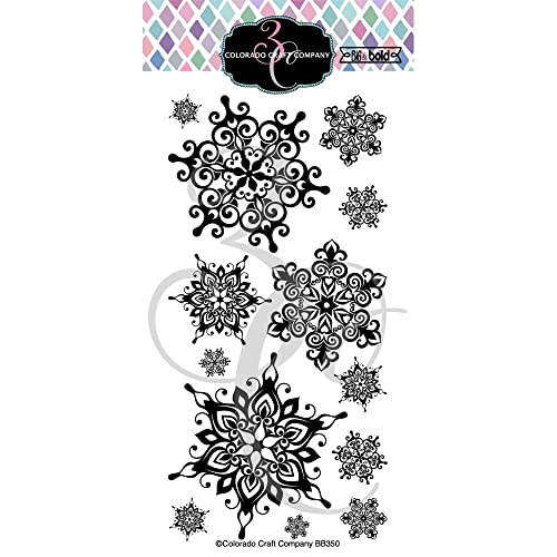 Colorado Craft Company Clear Stamps 4"X8"-Nordic Snowflakes-Big & Bold