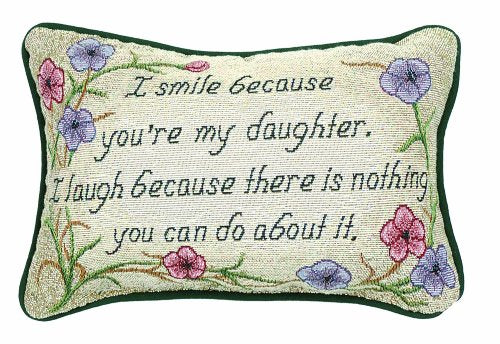 Manual 12.5 x 8.5-Inch Decorative Throw Pillow, I Smile I Laugh/Daughter