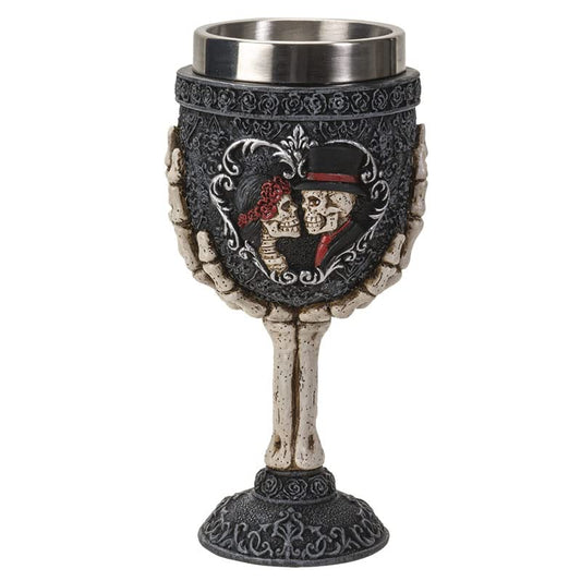 Pacific Trading Giftware Skeleton Couple Goblet, 7-inch Height, Resin