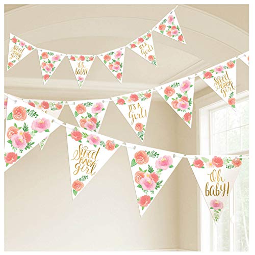 Amscan Sweet Baby Girl Pennant Banner - 1 pc
