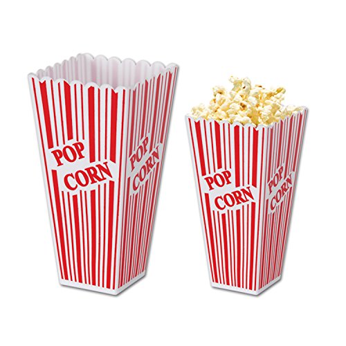 Beistle Party Decoration Plastic Popcorn Boxes 2" x 3.75" x 7.75" - 6 Pack