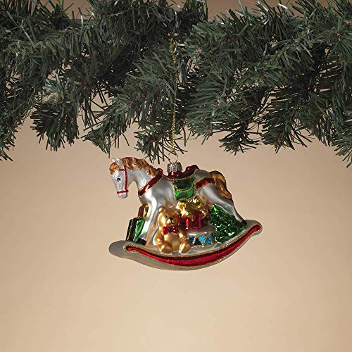 Gerson 2618810 Glass Rocking Horse Ornament 4.5" L