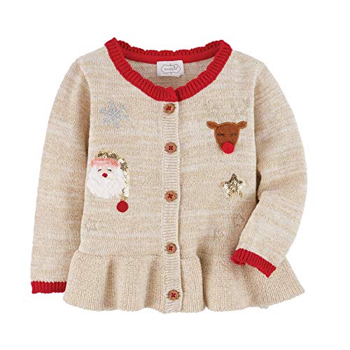 Mud Pie Girl Infant Christmas Cardigan, 6-9 Months