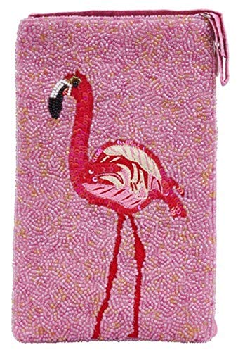 Bamboo Trading Company Flamingo Cell Phone or Club Bag with a separate, secure side zip pocket for cash and credit cards, 7-inch Height, Pink