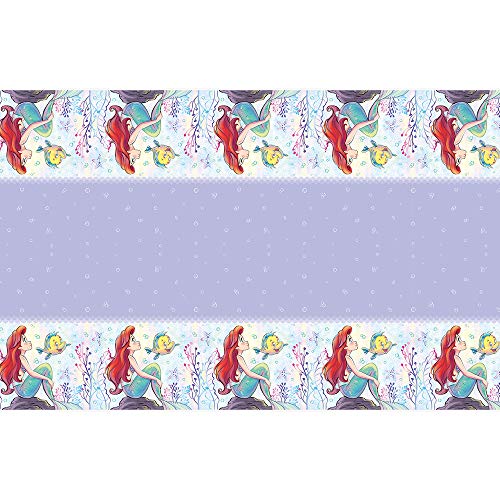 Unique Industries Unique Disney Ariel Rectangular Plastic Table Cover, blue/red/multicolor, 54" x 84"