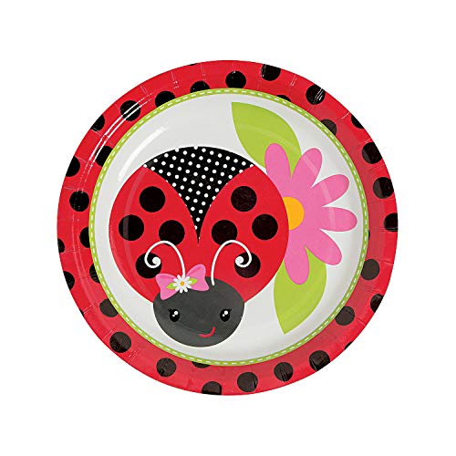Fun Express - Little Ladybug Dessert Plates for Birthday - Party Supplies - Print Tableware - Print Plates & Bowls - Birthday - 8 Pieces