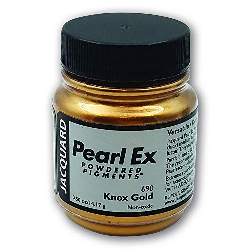 Pearl-Ex Pigment by Jacquard, Creates Metallic or Pearlescent Effect.5 Ounce Jar, Knox Gold