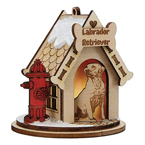 Old World Christmas Ginger Cottages Labrador Retriever Dog Tea Light Display Wooden Christmas Ornament for Christmas Tree