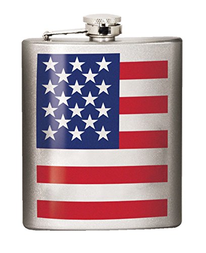 Spoontiques 15660 American Flag Flask, Silver