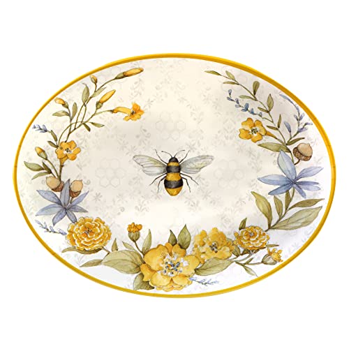 Certified International Bee Sweet Melamine Oval Platter, 18-inch Length