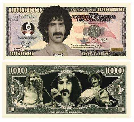 American Art Classics Frank Zappa Million Dollar Bills - Pack of 25 - Collectible Novelty Million Dollar Bills - Best Gift for Zappa Fans